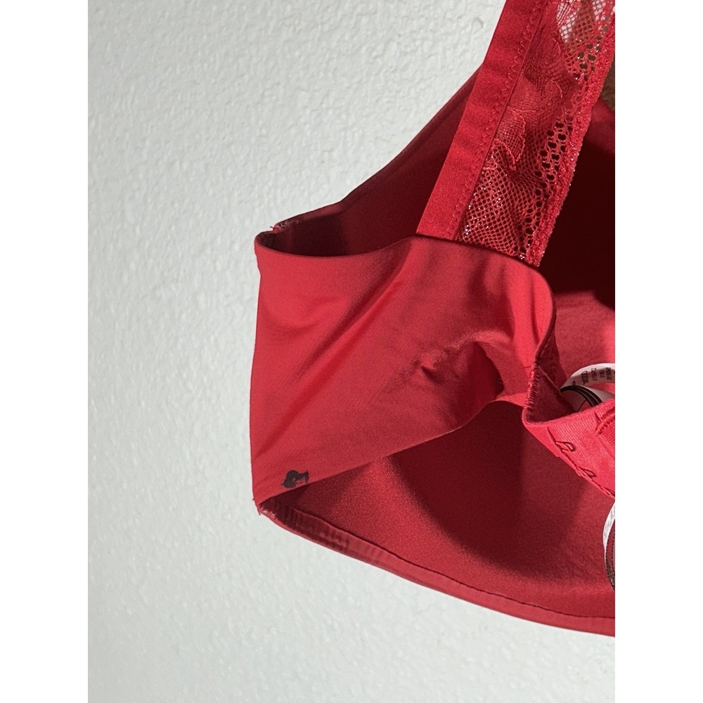 Victorias Secret Red Lace T-shirt Wireless 36DDD Lightly Lined Bra - Picture 5 of 9
